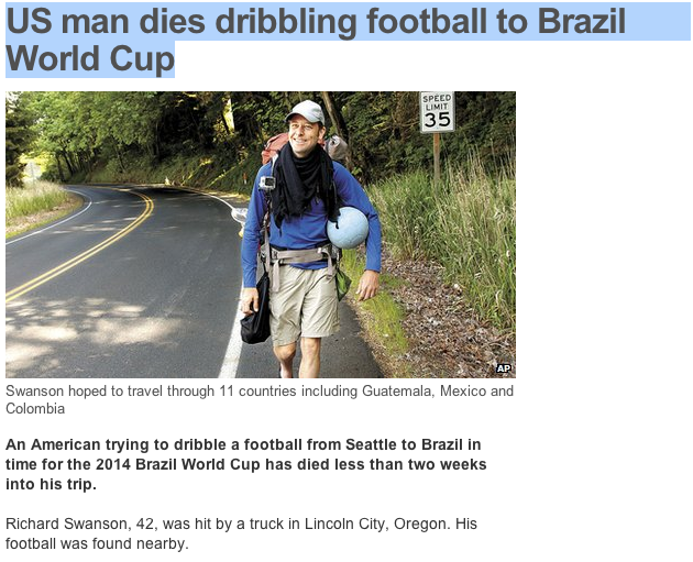 BBC News - Man Dies Dribbling Football wwwAdventure